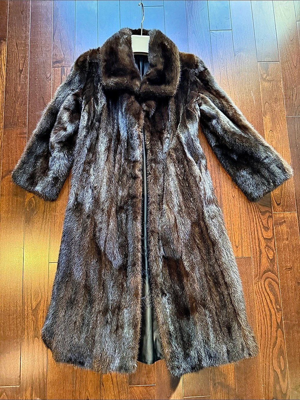 Real mink Black/brown Fur-Style Long Coat Like New